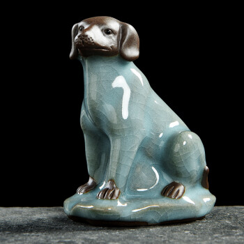 fw十二生肖摆件陶瓷猪狗鸡猴羊蛇龙兔虎牛鼠马属相饰品家居哥窑青瓷茶桌茶宠摆件小工艺品桌面摆设狗(哥窑)	