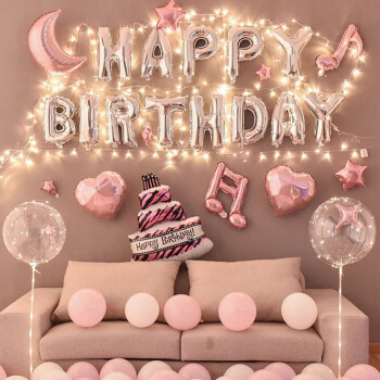 欧妮姿生日装饰气球场景布置浪漫成人儿童女孩派对快乐桌飘银色星月	